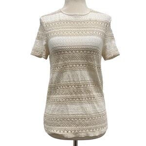 ROSEA LE ALPHONSE Vanilla Guipure Short Sleeve Lace Tee Shirt Size FR36 US4